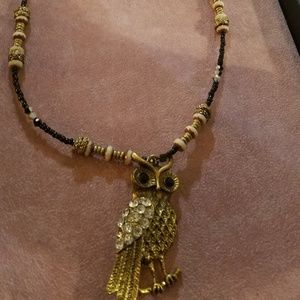 Handmade beaded owl necklace